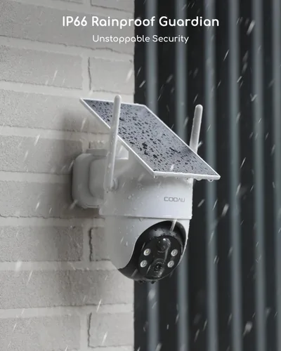 Miniatura 8 de Cámaras COOAU para seguridad del hogar, cámaras de seguridad solar de 2K 360° inalámbricas para exteriores, recargables para poca luz, fáciles de 2