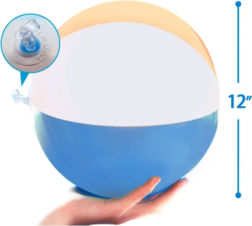 Miniatura 2 de Novelty Place Bolas de playa inflables – Paquete de 12 paneles blancos de 12 pulgadas alternados con colores macarrón, PVC a prueba de fugas