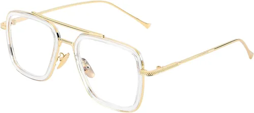 Onrtry Tony Stark - Lentes de bloqueo de luz azul para hombres y mujeres, montura de metal retro, lentes de Iron Man Spider-Man Marco transparente