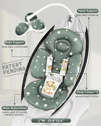 Miniatura 6 de Inserción para bebé Compatible con columpio 4moms Mamaroo y silla de auto para bebé, incluye 3 bolas de repuesto, inserción reversible para recién