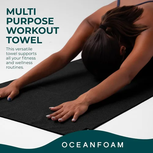 Miniatura 6 de Oceanfoam Toalla de playa ligera, absorbente, de secado rápido, resistente a la arena, antideslizante, ideal para entrenamientos, yoga, pilates