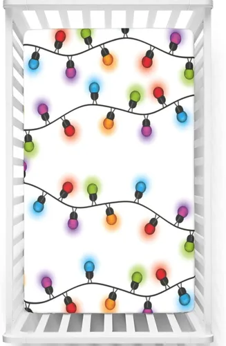 Sábana bajera ajustable para cuna con temática navideña, sábana bajera estándar para cuna para niños y niñas, 52 x 28 pulgadas, multicolor