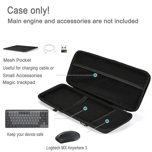 Miniatura 2 de RAIACE Estuche de almacenamiento rígido compatible con Logitech MX Keys Mini teclado mecánico inalámbrico de rendimiento iluminado. (solo funda)