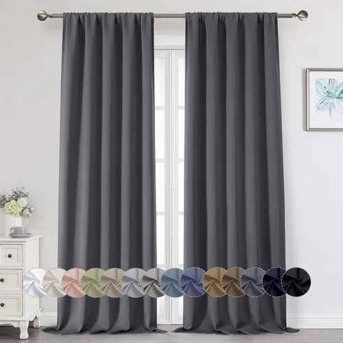 Miniatura 230 de Cortinas opacas para dormitorio, sala de estar, juego de 2 paneles de 54 pulgadas de largo, cortinas de oscurecimiento de habitación con aislamiento