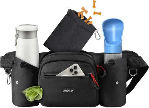Miniatura 8 de AGPTEK Riñonera para pasear perros, bolsa de entrenamiento de perros de gran capacidad, bolsa de cintura con bolsa extraíble para aperitivos