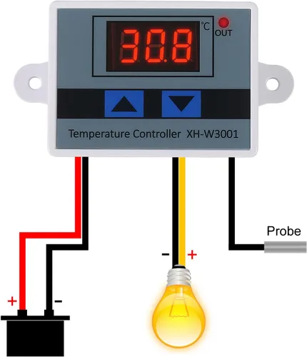 Miniatura 3 de UMLIFE 2 piezas XH-W3001 módulo controlador de temperatura LED digital, interruptor termostato digital con sonda impermeable, termostato electrónico