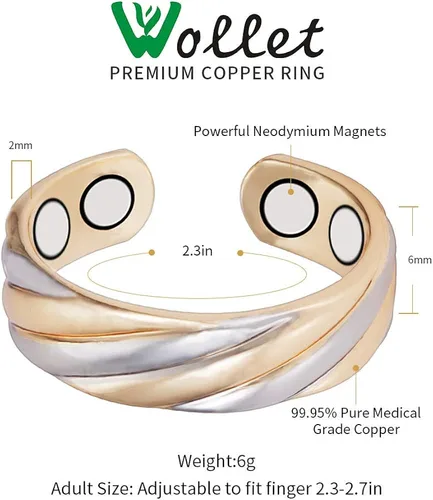 Miniatura 3 de (3 unidades) anillos de cobre magnéticos saludables para artritis para mujeres regalo para mujeres mamá esposa joyería mejor alivio del dolor