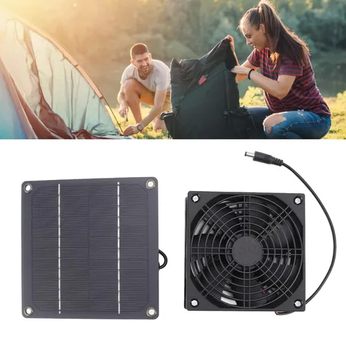 Miniatura 2 de Cryfokt Ventilador de escape impermeable con energía solar, kit de ventilador de panel solar para exteriores, ventilador portátil con cable de 39
