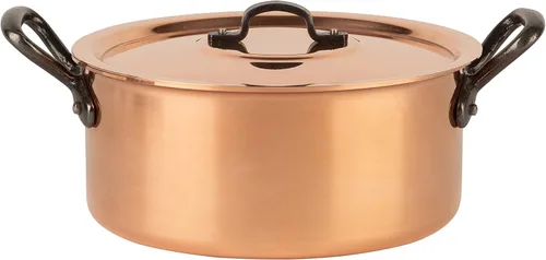 Miniatura 4 de olla de cobre estañado con asas y tapa de hierro fundido olla tradicional de cobre macizo olla de Francia ideal para sopas y guisos 1.5 cuartos