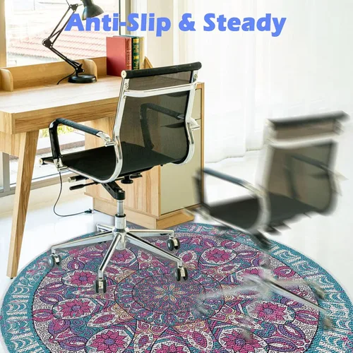 Miniatura 4 de Tapete para silla de oficina para suelo de madera dura, alfombras redondas de 4 pies/48 pulgadas, protectores de suelo, alfombrilla para silla