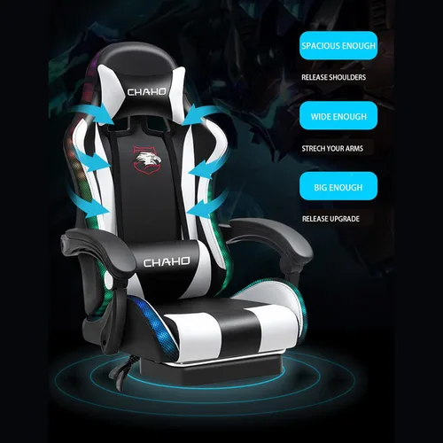 Miniatura 6 de KEUVEN Silla de juegos con reposapiés, silla de jugador para adultos, silla de juegos de capacidad de 200 libras, sillas