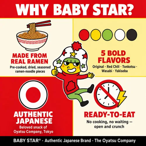 Miniatura 5 de Baby Star Bocadillo crujiente de ramen pequeño (chile rojo)