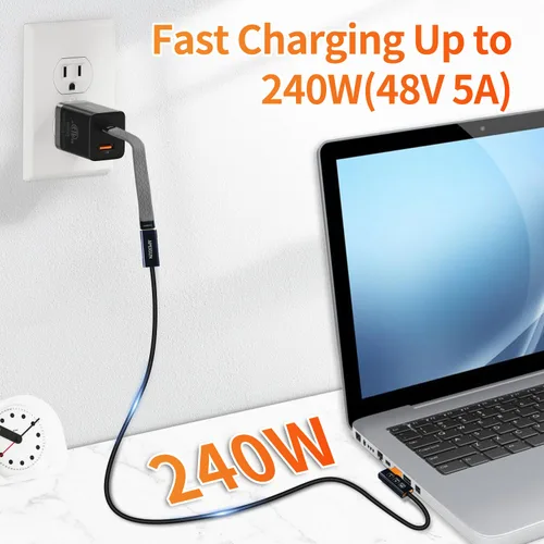 Miniatura 3 de APEXSUN Cable de extensión USB C (1.6 pies), cable coaxial corto USB-C macho a hembra compatible con Thunderbolt 4/3, USB4, PD240W, video 8K/4K