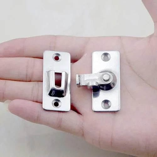 Miniatura 3 de Paquete de 2 pestillos de puerta de tamaño mini de 90 grados, cerradura de puerta pequeña de granero con perno deslizante, pestillo de bloqueo