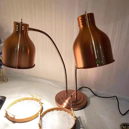 Miniatura 7 de Lámpara de calor de alimentos de doble cabezal con bombilla de 500 W, calentador de alimentos, lámpara de calefacción infrarroja, encimera