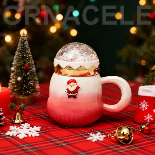 Miniatura 4 de Taza de Navidad, lindas tazas de té de cerámica con tapa de Santa, taza novedosa para leche, café, chocolate caliente, regalo de Navidad