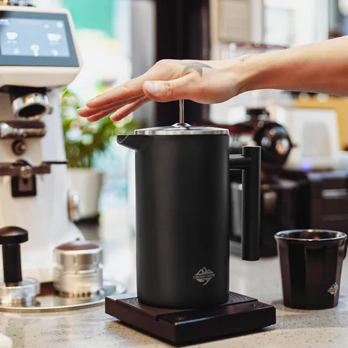 Miniatura 5 de Cafetera de prensa francesa, prensa de café de acero inoxidable 304, 34 onzas (4 tazas), cafetera con recipiente de café de 2.16 onzas, prensas