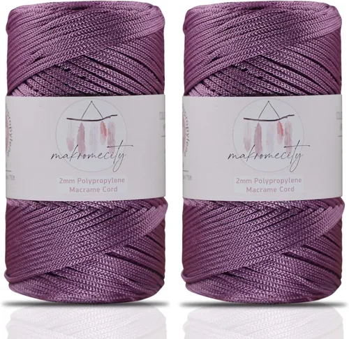 Miniatura 71 de Makromecity, 2 carretes de cordón de macramé de poliéster de 2 mm x 250 yardas (750 pies) de 2 mm de cordón de polipropileno para macramé, ideal