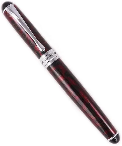 Miniatura 8 de Pluma estilográfica Jinhao con adornos plateados, punta mediana X750 con estuche de regalo (negro escarchado)