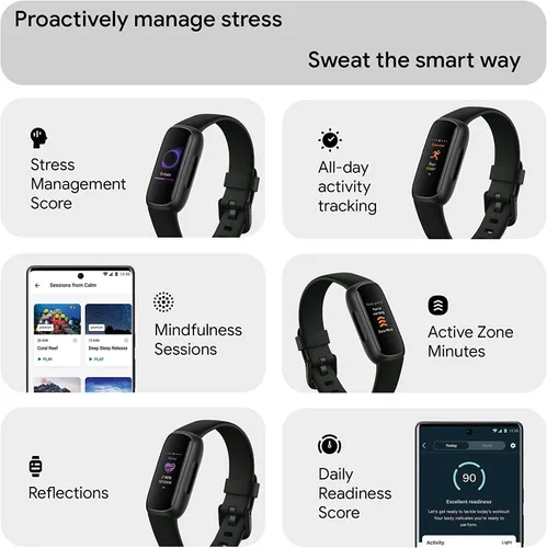 Miniatura 3 de Fitbit Inspire 3 Rastreador de actividad de salud y fitness (negro) con intensidad de entrenamiento, seguimiento del sueño, frecuencia cardíaca