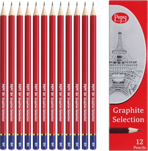 Miniatura 14 de Pepy Lápices de dibujo profesionales de grafito, juego de 12 lápices de plomo negros preafilados B; perfectos para dibujar, dibujar y sombrear