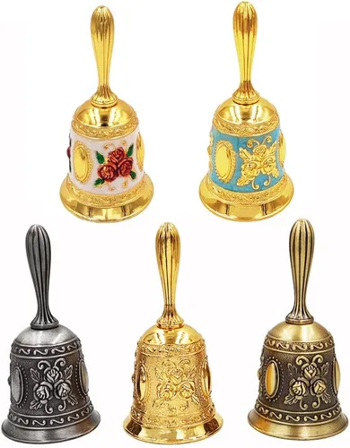 Miniatura 7 de Hourwof Campana de mano, campana de cena de metal, campanas decorativas de boda, campanas de servicio, campana de llamada, campana de Navidad, azul