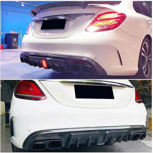 Miniatura 2 de W205 Difusor trasero de fibra de carbono para Mercedes Benz Clase C W205 C300 Sport 2015-2018 C43 C63 AMG Sedan Pre-Facelift parachoques inferior