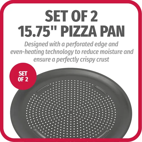 Miniatura 2 de GoodCook AirPerfect - Sartén antiadherente para pizza de 16 pulgadas - Juego de 2 - Bandejas de pizza para horno, bandeja redonda perforada