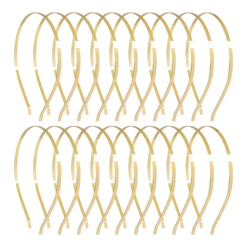 Miniatura 7 de Lawie Paquete de 20 diademas delgadas de metal duro en blanco de 0.197 pulgadas (0.197 in), color plateado, dorado y negro, banda delgada de alambre