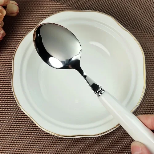 Miniatura 4 de MEIYAHOME 3 cucharas de cena fina de acero inoxidable 18/10 con borde redondo, cuchara de postre SUS304, 3