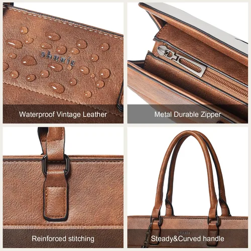 Miniatura 4 de Shrrie Bolsa para laptop de 17 pulgadas para mujer, bolsa de trabajo resistente al agua, maletín con bolso