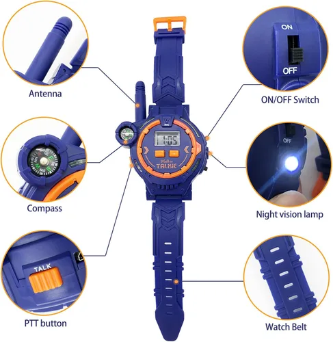 Miniatura 3 de Walkie Talkie recargable para niños, radio bidireccional Walky Talky con linterna, juego para exteriores, interfono, juguete y regalos para niños