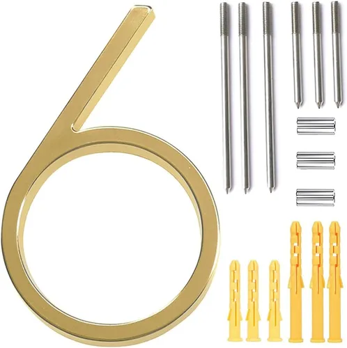 Número de casa flotante de 5 pulgadas, números de casa modernos, número de dirección de casa de aleación de zinc con exquisito proceso de dibujo, Oro