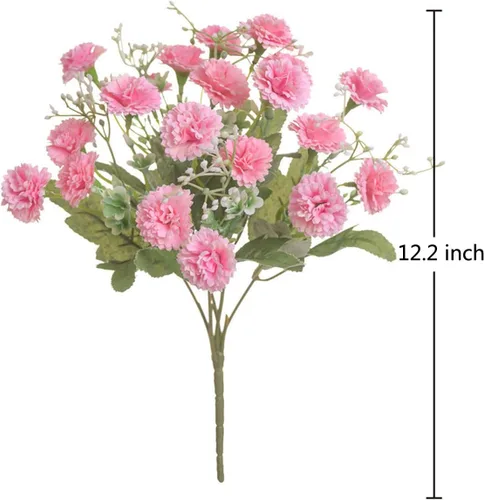 Miniatura 2 de 2 flores artificiales de clavel pequeñas a granel con tallos de seda, flores de clavel de seda para exteriores, bodas, hogar, hotel, decoración