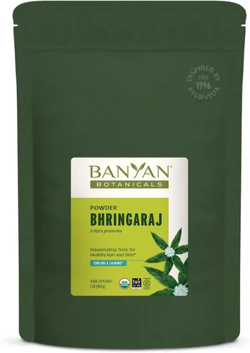 Banyan Botanicals Polvo Bhringaraj – Polvo orgánico de hoja Eclipta Prostrata – para una mente tranquila y un cabello, uñas, huesos y dientes