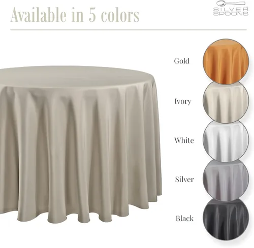Miniatura 3 de Mantel redondo marfil Poliéster lavable Resistente a las arrugas 120 pulgadas Mantel de mesa de alta calidad para vacaciones, bodas, fiestas