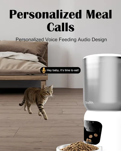 Miniatura 4 de Comedero automático para gatos con cámara 2K, dispensador inteligente de alimentos para mascotas 5G WiFi para gatos y perros pequeños, alimentador