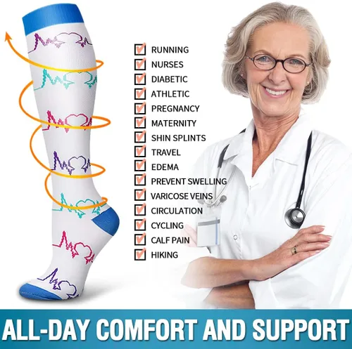 Miniatura 6 de Bluemaple Paquete de 6 calcetines de compresión de cobre para mujeres y hombres, el mejor apoyo para médicos, correr, enfermería, atletismo