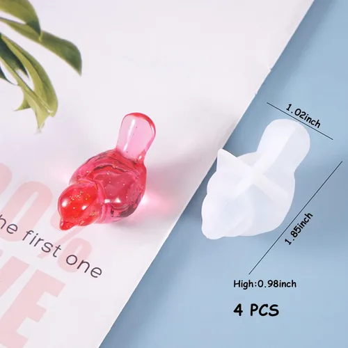 Miniatura 2 de Paquete de 4 moldes de silicona con forma de pájaro 3D para moldes de resina epoxi, manualidades, llavero, regalo, joyería, fabricación de pequeños