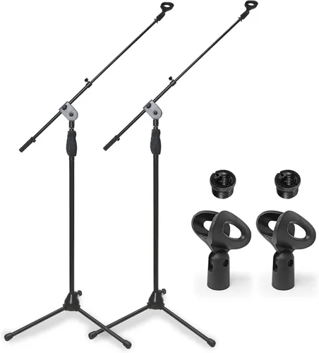 Miniatura 9 de AxcessAbles - Soporte de micrófono con base de trípode y brazo de pluma, ajuste de altura de embrague de liberación rápida, soporte de micrófono