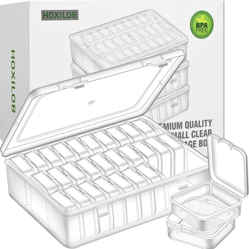 Caja organizadora de cuentas, 90 recipientes pequeños de plástico transparente, caja de almacenamiento para manualidades con tapa y etiquetas con