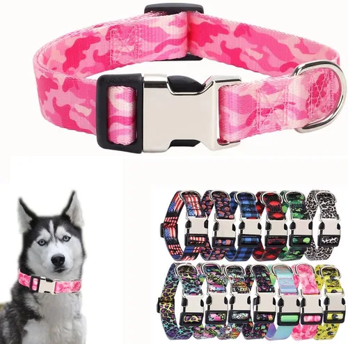 Miniatura 16 de Lindo collar para perros XS, pequeños, medianos y grandes, collar de nailon suave para mascotas, con estampado 3D multicolor, collares ajustables 5