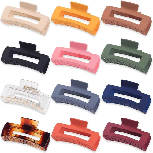 Miniatura 5 de Sisiaipu Accesorios para el cabello grandes de 4.1 pulgadas, 12 pinzas cuadradas grandes para cabello grueso, clips a granel jumbo para mujeres