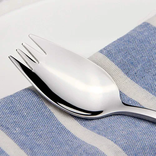 Miniatura 7 de IQCWOOD 4 tenedores de acero inoxidable 18/10, aptos para lavavajillas de 7.4 pulgadas Long Handle Spork, Ultra Lightweight, Metal Salad Forks For