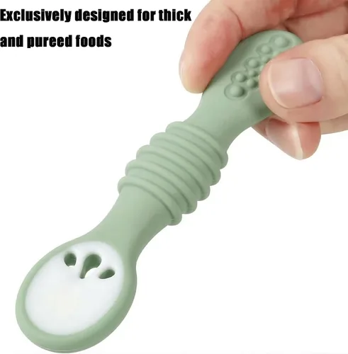 Miniatura 6 de PandaEar Paquete de 6 cucharas de silicona para bebé, para el destete de bebé, primera etapa, utensilios de autoalimentación para bebés de más de 6