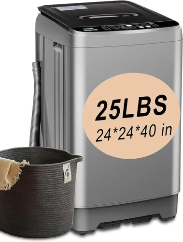 Miniatura 10 de KRIB BLING Lavadora portátil completamente automática de 17.7 libras, lavadora compacta con pantalla LED, descarga de drenaje, 10 programas