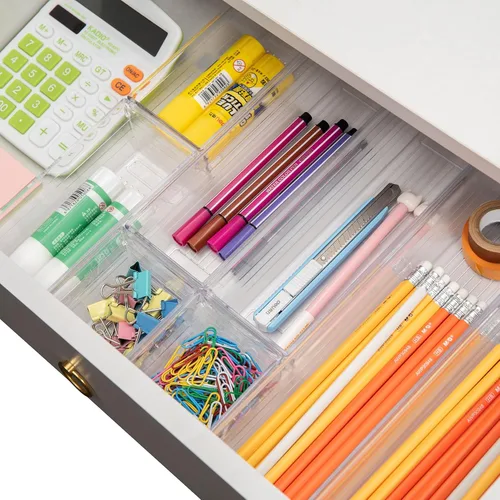 Miniatura 4 de Bandeja organizadora de cajones de plástico transparente para clóset de tocador, bandeja de almacenamiento para maquillaje, utensilios de cocina