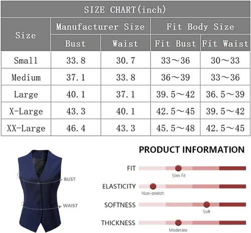 Miniatura 7 de Foucome Traje de vestir formal de negocios ajustado regular para mujer, chaleco con botones