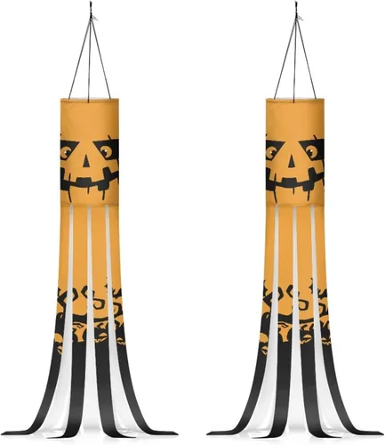Miniatura 18 de Mummy Windsock - Calcetines de viento suaves e impermeables con bandera de Halloween, 2 piezas, lavables a máquina, secado rápido, bandera colgante