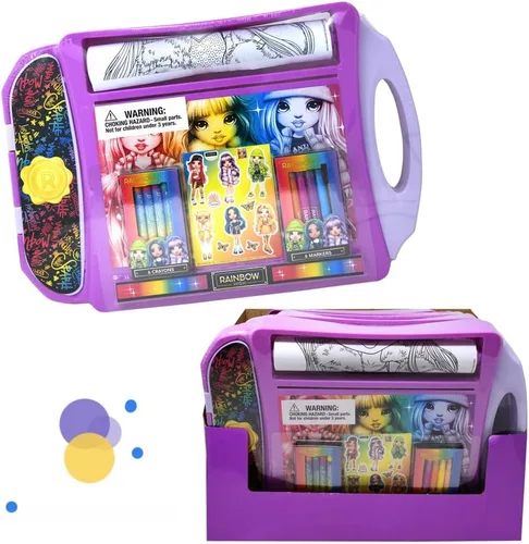 Innovative Designs Rainbow High Roller Art Desk - Estuche de arte Rainbow High Art para niños, artes y manualidades, actividades de colorear sin